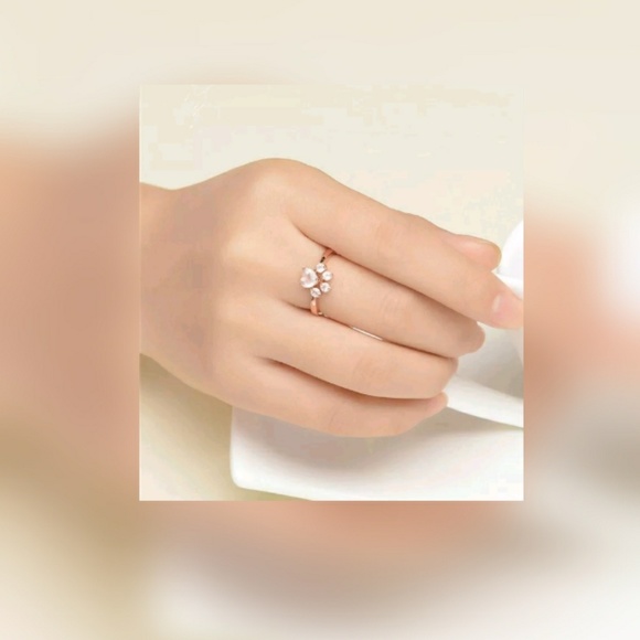 💎💎Sz 6 Adjustable Rose Quartz Paw Print Ring - Picture 4 of 6